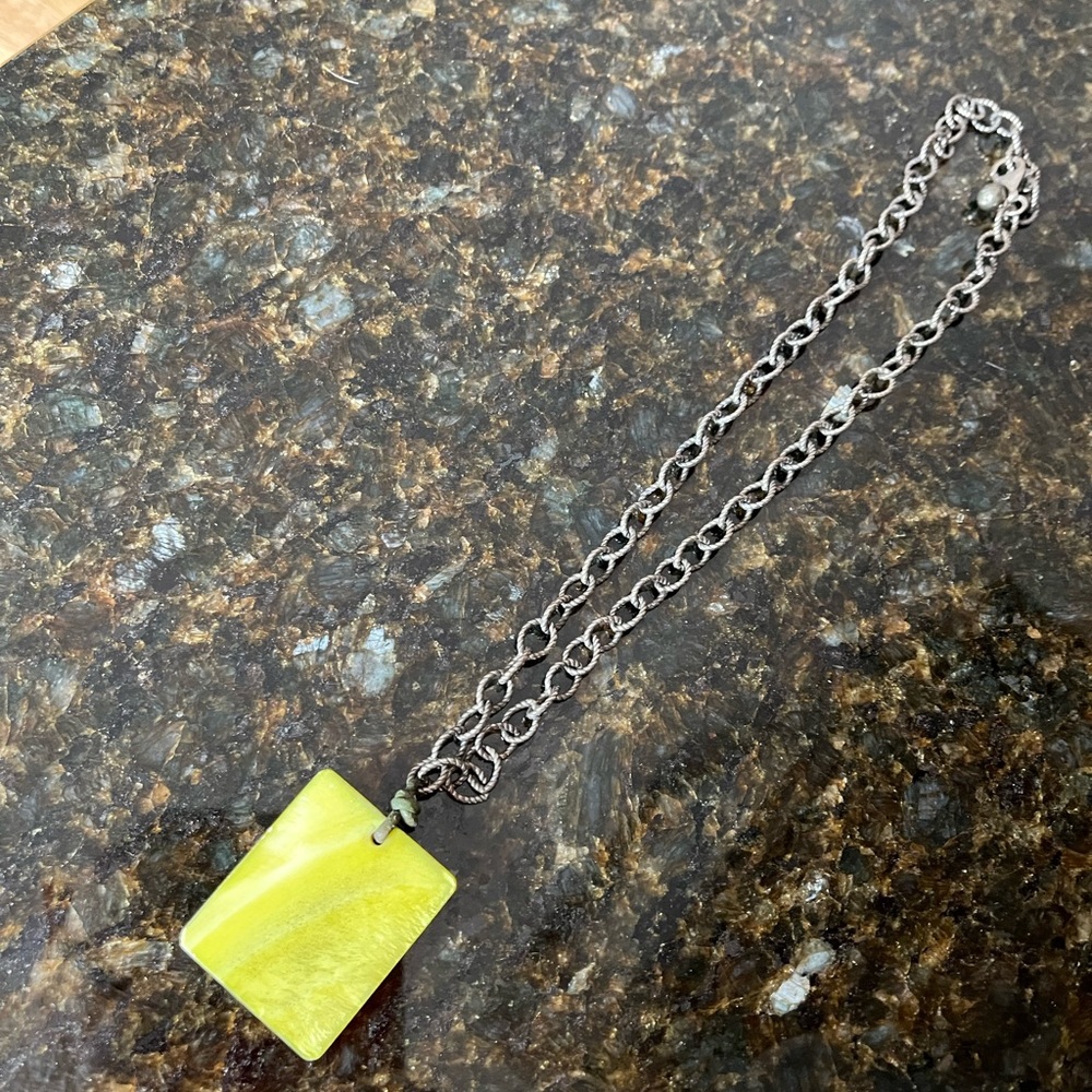Retired Silpada green mother of Pearl sterling silver necklace